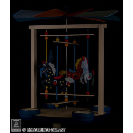 1-Tier Carousel Pyramid with Four Horses - 30 cm / 11.8 inch
