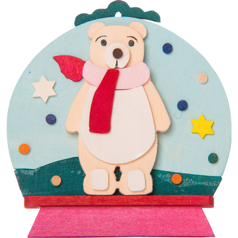 Christbaumschmuck Schneekugel mit Eisbär - 7,6 cm