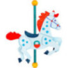 Tree Ornament - Carousel Horse Blue/Red - 9,5 cm / 3.7 inch