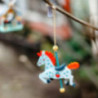 Tree Ornament - Carousel Horse Blue/Red - 9,5 cm / 3.7 inch