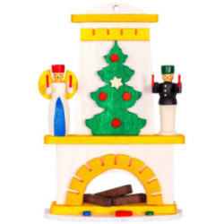 Christbaumschmuck Kamin mit Engel und Bergmann - 8,6 cm