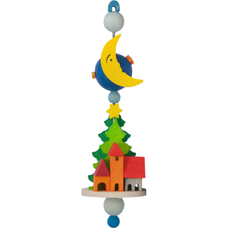 Christbaumschmuck Spindel mit Häusern - 11 cm