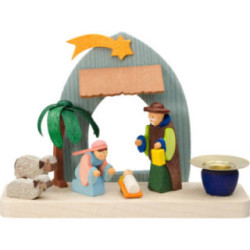 Candle Holder with Holy Family - 8,8 cm / 3.5 inch