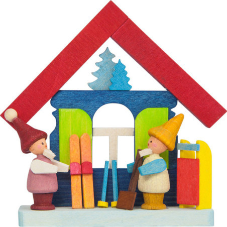Tree Ornament - House Dwarves with Ski - 7,4 cm / 2.9 inch