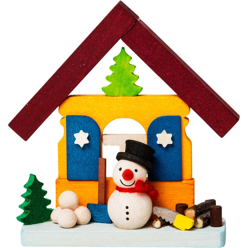 Tree Ornament - House Snowman with Wood Pile - 7,4 cm / 2.9 inch