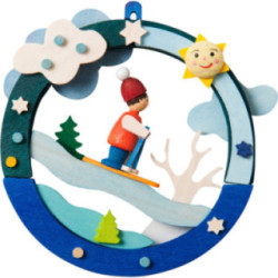 Christbaumschmuck Diorama mit Rodelhang - 8,6 cm