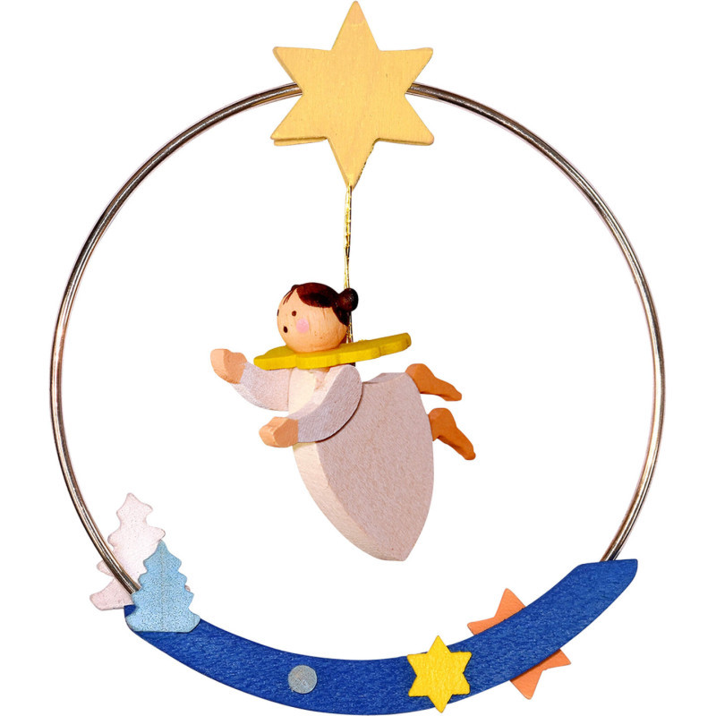 Tree Ornament - Angel in Ring - 8 cm / 3.1 inch