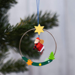Christbaumschmuck Weihnachtsmann im Ring - 8 cm