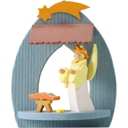 Christbaumschmuck Krippe mit Verkündigungsengel - 8,3 cm