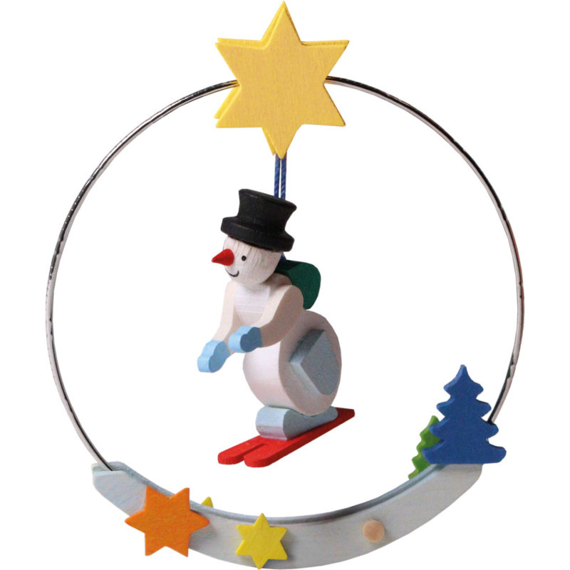 Tree Ornament - Snowman in Ring - 8 cm / 3.1 inch