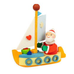 Christbaumschmuck Wichtel im Segelschiff - 8,3 cm