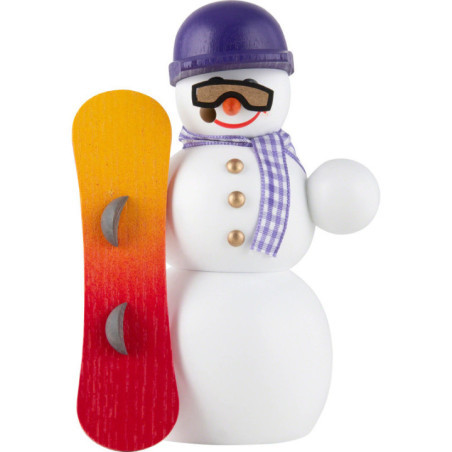 Räuchermännchen Schneemann Snowboarder - 13 cm