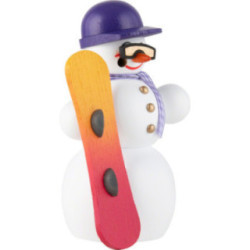 Räuchermännchen Schneemann Snowboarder - 13 cm