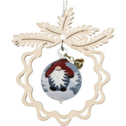 Christbaumschmuck Glaskugel in Zweig - Wichtel - 3er-Set - 8,5 cm
