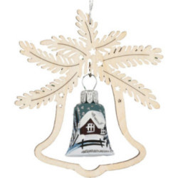 Tree Ornament - Glass Bell - Silver Moon - 3 pcs. - 8,5 cm / 3.3 inch