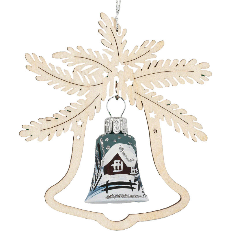 Christbaumschmuck Glasglocke - Silbermond - 3er-Set - 8,5 cm