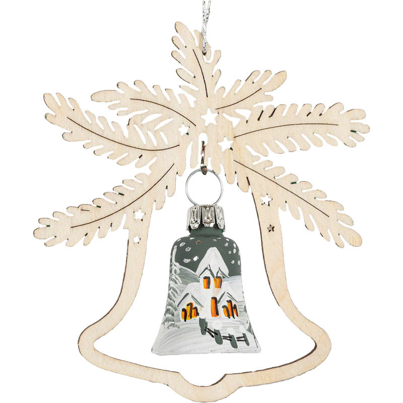 Christbaumschmuck Glasglocke - Waldkirche - 3er-Set - 8,5 cm