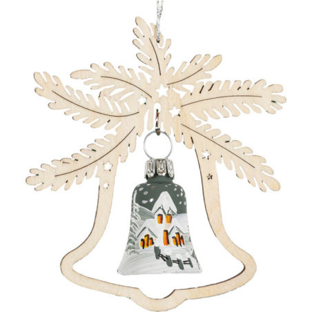 Christbaumschmuck Glasglocke - Waldkirche - 3er-Set - 8,5 cm