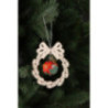 Tree Ornament - Glass Bauble in Wreath - Christmas Flower - 3 pcs. - 9 cm / 3.5 inch