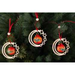 Tree Ornament - Glass Bauble in Starry Moon - Red Symphony - 3 pcs. - 7 cm / 2.8 inch