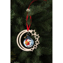 Tree Ornament - Glass Bauble in Starry Moon - Santa - 3 pcs. - 7 cm / 2.8 inch