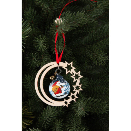 Christbaumschmuck Glaskugel in Sternenmond - Weihnachtsmann - 3er-Set - 7 cm