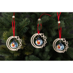 Christbaumschmuck Glaskugel in Sternenmond - Weihnachtsmann - 3er-Set - 7 cm