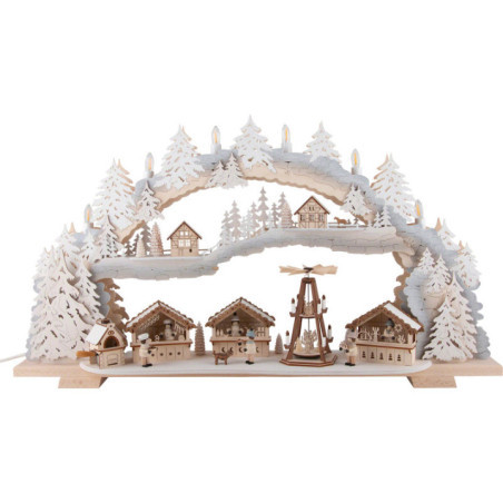 Candle Arch - Christmas Market with Snow - 72x43x13 cm / 28x16x5 inch