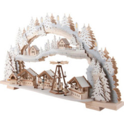 Schwibbogen verschneiter Weihnachtsmarkt - 72x43x13 cm