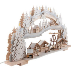 Schwibbogen verschneiter Weihnachtsmarkt - 72x43x13 cm