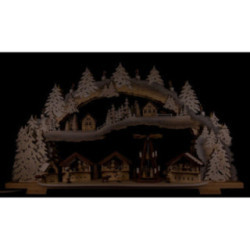 Schwibbogen verschneiter Weihnachtsmarkt - 72x43x13 cm