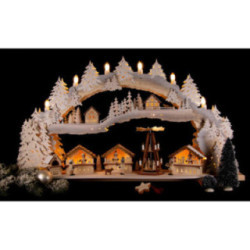 Schwibbogen verschneiter Weihnachtsmarkt - 72x43x13 cm