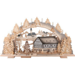 Schwibbogen Café am Markt mit drehender Pyramide - 72x43x13 cm