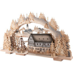 Schwibbogen Café am Markt mit drehender Pyramide - 72x43x13 cm