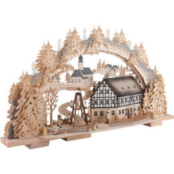 Schwibbogen Café am Markt mit drehender Pyramide - 72x43x13 cm