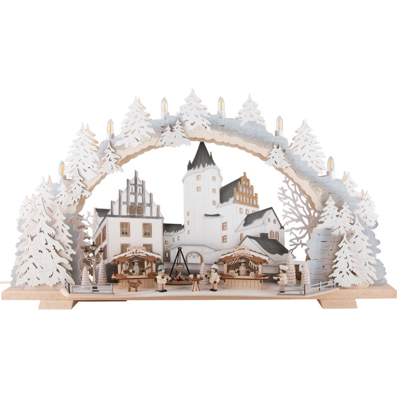 Candle Arch - Christmas Market at Schwarzenberg Castle with Snow - 72x43 cm / 28.3x16.9 inch