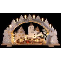 Candle Arch - Christmas Market at Schwarzenberg Castle with Snow - 72x43 cm / 28.3x16.9 inch