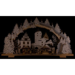 Candle Arch - Christmas Market at Schwarzenberg Castle with Snow - 72x43 cm / 28.3x16.9 inch