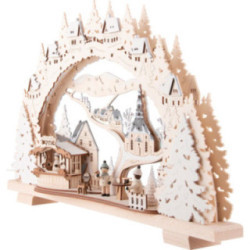 Schwibbogen Grillhütte verschneit - 53x31 cm