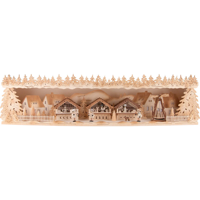 Schwibbogenerhöhung Weihnachtsmarkt - 75x20x15 cm