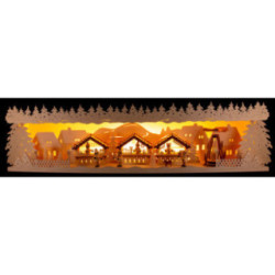 Schwibbogenerhöhung Weihnachtsmarkt verschneit - 76x18,5 cm
