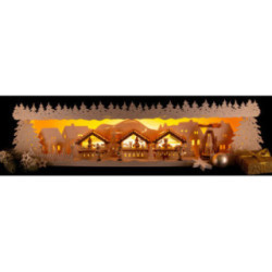 Schwibbogenerhöhung Weihnachtsmarkt verschneit - 76x18,5 cm