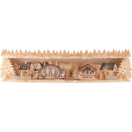 Schwibbogenerhöhung Weihnachtsidylle mit Schwibbogen 75x20x15 cm