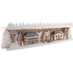 Illuminated Stand - Seiffen Village with Snow - 75x20 cm / 29.5x7.9 inch