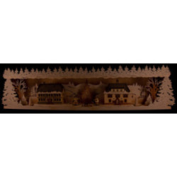 Illuminated Stand - Seiffen Village with Snow - 75x20 cm / 29.5x7.9 inch