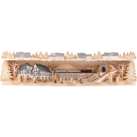 Illuminated Stand - Winter in the Ore Mountains - 76x20 cm / 29.9x7.9 inch