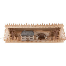 Illuminated Stand - Seiffen School with Candle Arch - 57x17 cm / 22.5x6.7 inch