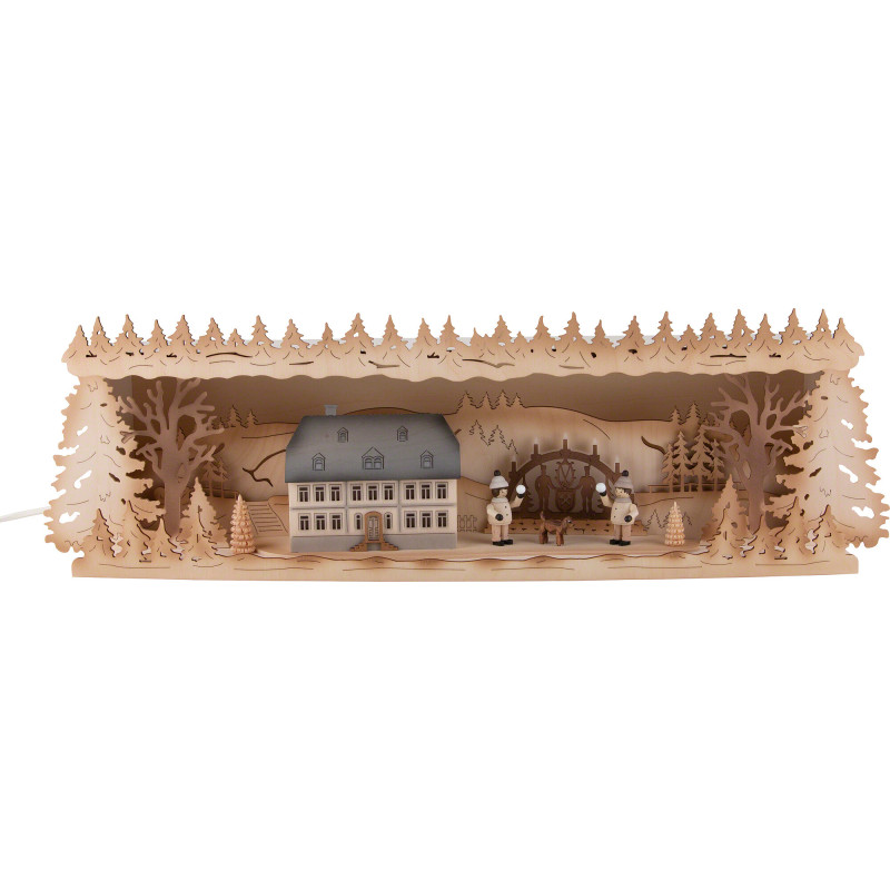 Schwibbogenerhöhung Seiffener Schule mit Schwibbogen - 57x17 cm