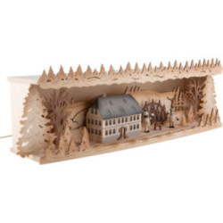 Schwibbogenerhöhung Seiffener Schule mit Schwibbogen - 57x17 cm