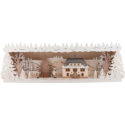 Illuminated Stand - Seiffen Townhall with Snow - 57x17 cm / 22.5x6.7 inch